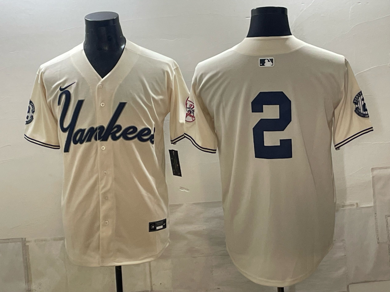 Men 2026 New York Yankees  #2 cream Nike MLB Jersey 09120->detroit tigers->MLB Jersey